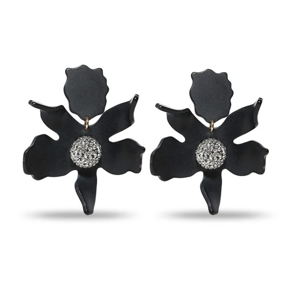 Lele Sadoughi Crystal Lily Earrings-Black